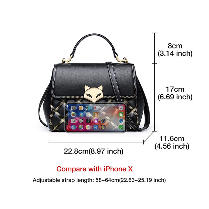BLACK VOLPINA<br>Cowhide Leather Messenger Flap Mini Purse