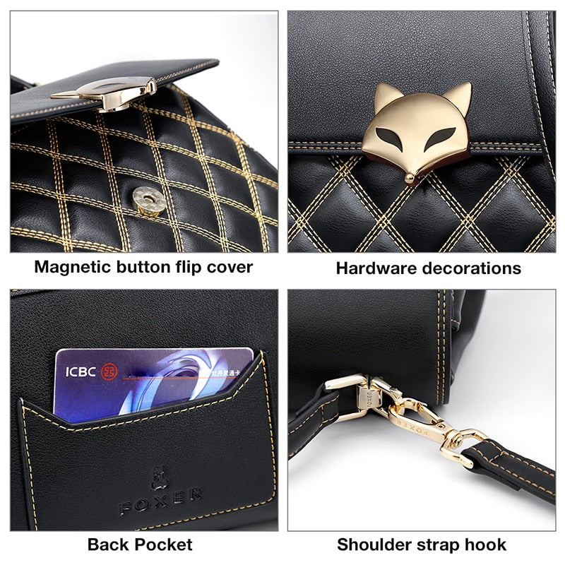 BLACK VOLPINA<br>Cowhide Leather Messenger Flap Mini Purse