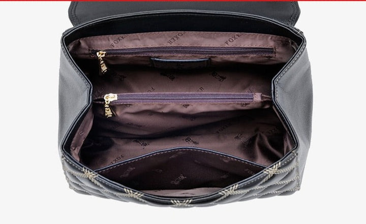 BLACK VOLPINA<br>Cowhide Leather Messenger Flap Mini Purse