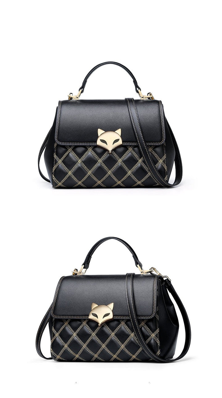 BLACK VOLPINA<br>Cowhide Leather Messenger Flap Mini Purse