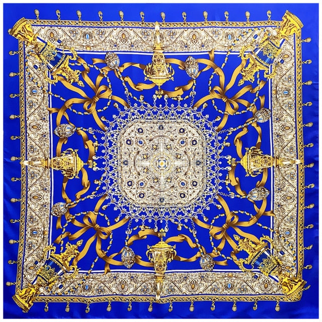 KINGS AND QUEENS<br>Silk Twill Very Large Hand-Printed Shawl
