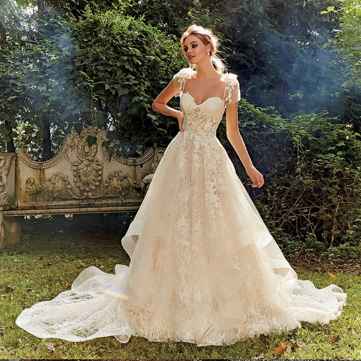FINLEY<br>Shiny Lace A-Line Sweetheart Neckline Backless Illusion Bridal Gown