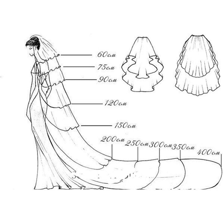 MATCHING BRIDAL VEILS<br>Customizable Wedding Veils 5 M long-16.4 Ft