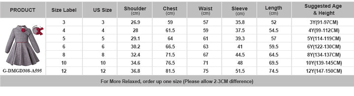 LITTLE PRINCESS GRACE<br>Grey Checkered Asymmetrical Collar A-Line Vintage Style Dress and Headband for Girls