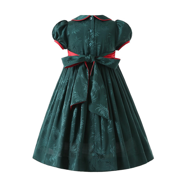 LITTLE PRINCESS VERONICA<br> Green Handmade Smocked Prinicess Wedding Dress