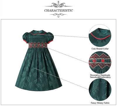 LITTLE PRINCESS VERONICA<br> Green Handmade Smocked Prinicess Wedding Dress