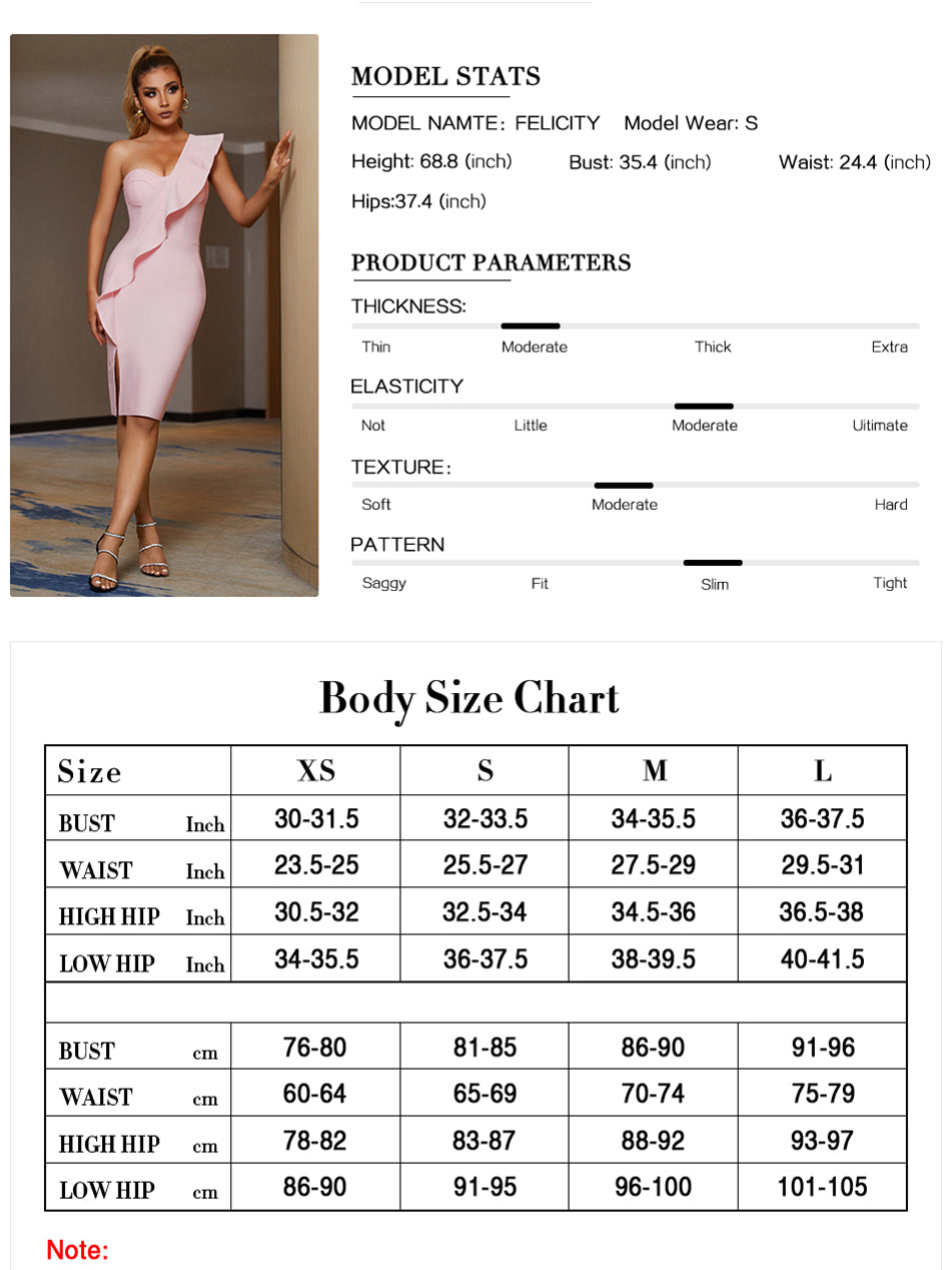 CARMELLA<br>One Shoulder Bodycon Bandage Pink Ruffles Dress