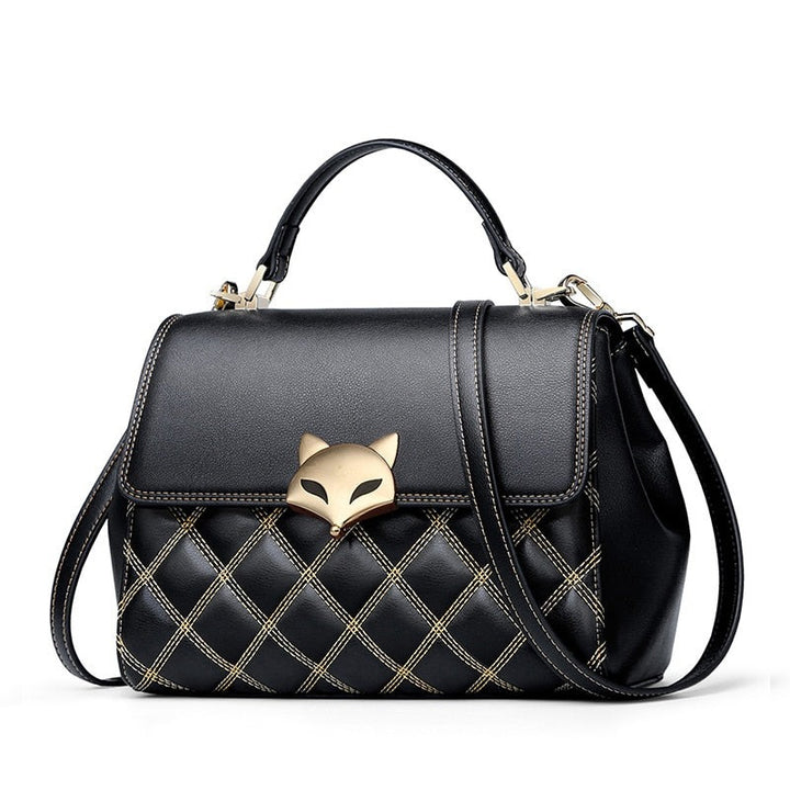 BLACK VOLPINA<br>Cowhide Leather Messenger Flap Mini Purse