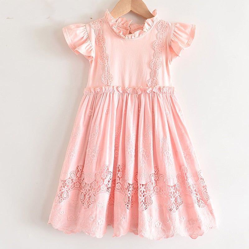 SWEET SUZANNE<br> Crochet Lace Embroidered Mesh Princess Dress For Girls