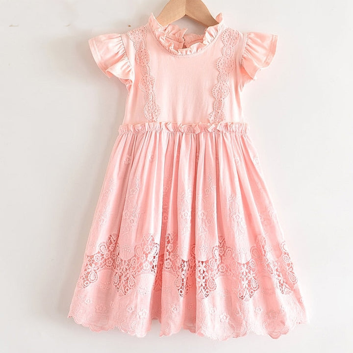 SWEET SUZANNE<br> Crochet Lace Embroidered Mesh Princess Dress For Girls