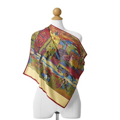 OIL PAINTING INSPIRED<br>Silk Feel Small Square Neck Scarf
