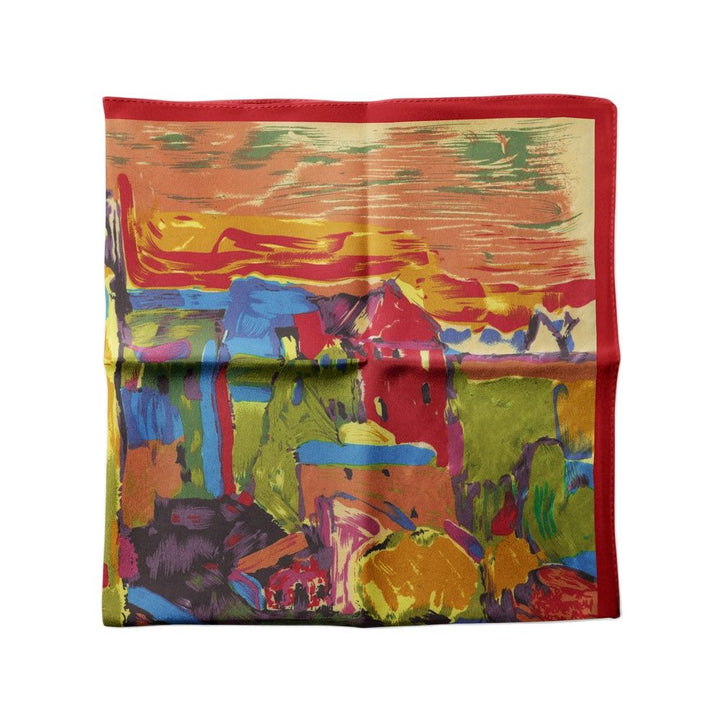 OIL PAINTING INSPIRED<br>Silk Feel Small Square Neck Scarf