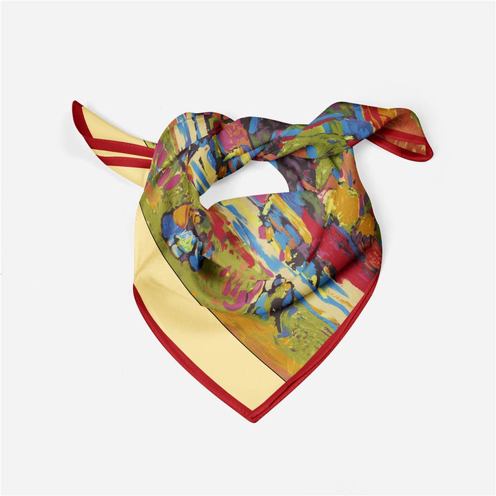 OIL PAINTING INSPIRED<br>Silk Feel Small Square Neck Scarf