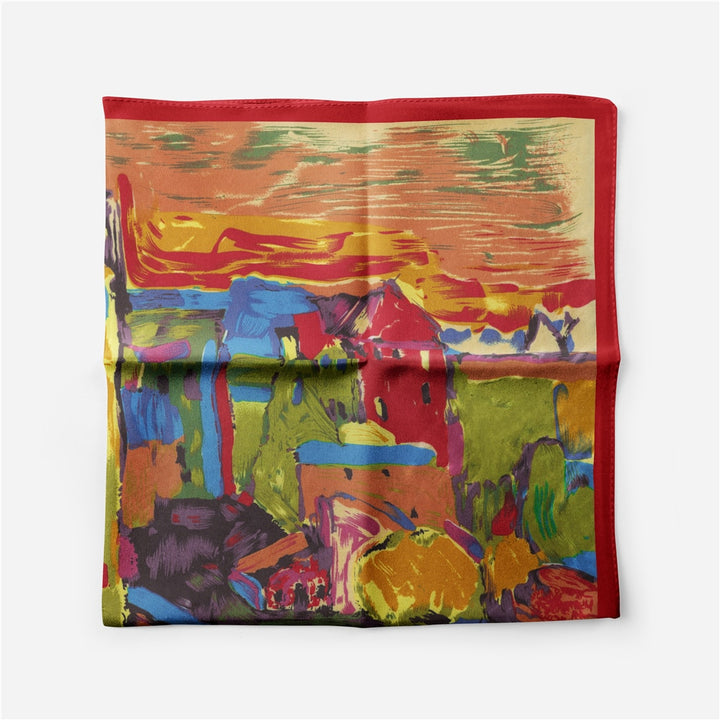 OIL PAINTING INSPIRED<br>Silk Feel Small Square Neck Scarf