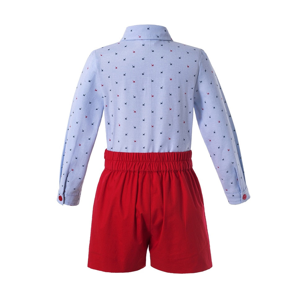 LITTLE PRINCE CHARMING<br>Toddler Boys Summer Red Cotton Set