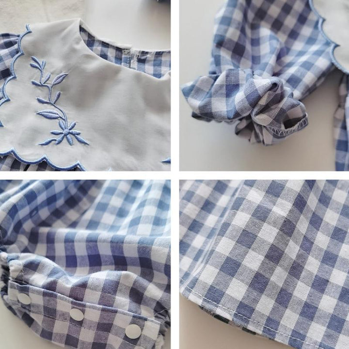 BABY BLUE<br>Matching Set Infant Embroidered Dress, Romper and Headbands
