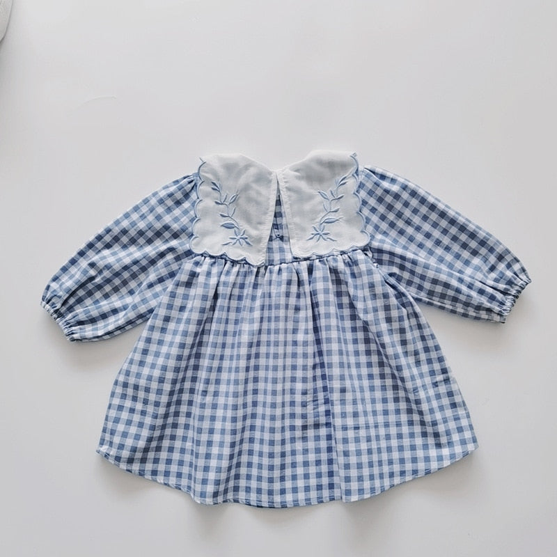 BABY BLUE<br>Matching Set Infant Embroidered Dress, Romper and Headbands