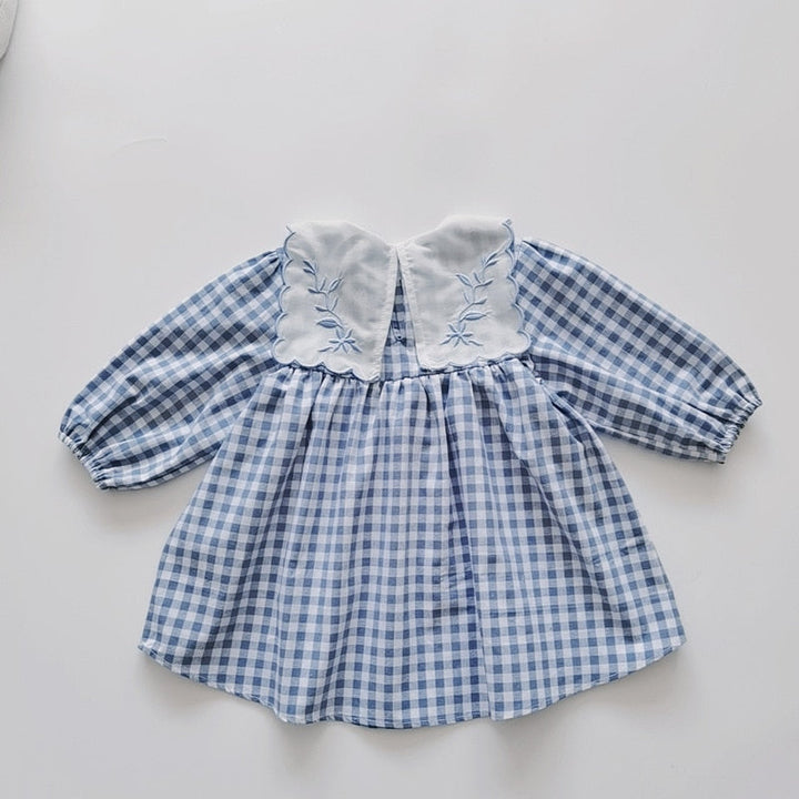BABY BLUE<br>Matching Set Infant Embroidered Dress, Romper and Headbands