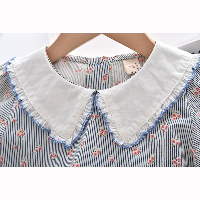 LITTLE LIZETTE<br>Cotton Striped Print Girls Dress