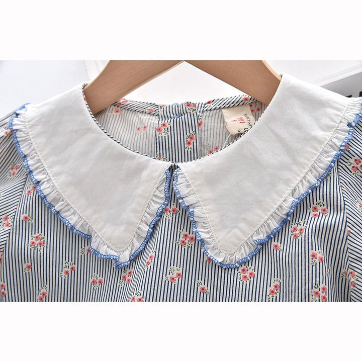 LITTLE LIZETTE<br>Cotton Striped Print Girls Dress