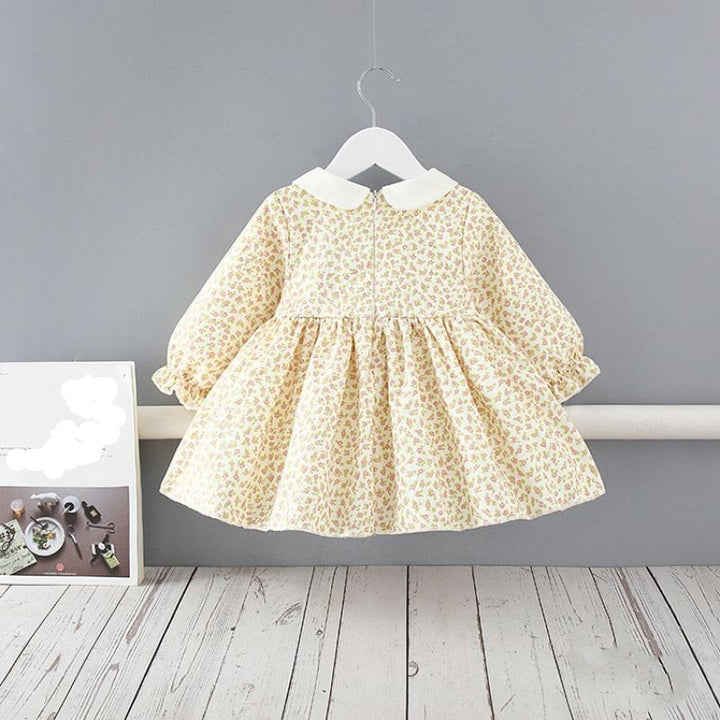 SWEET APRIL<br>Vintage Embroidered Floral Beige Girls Dress