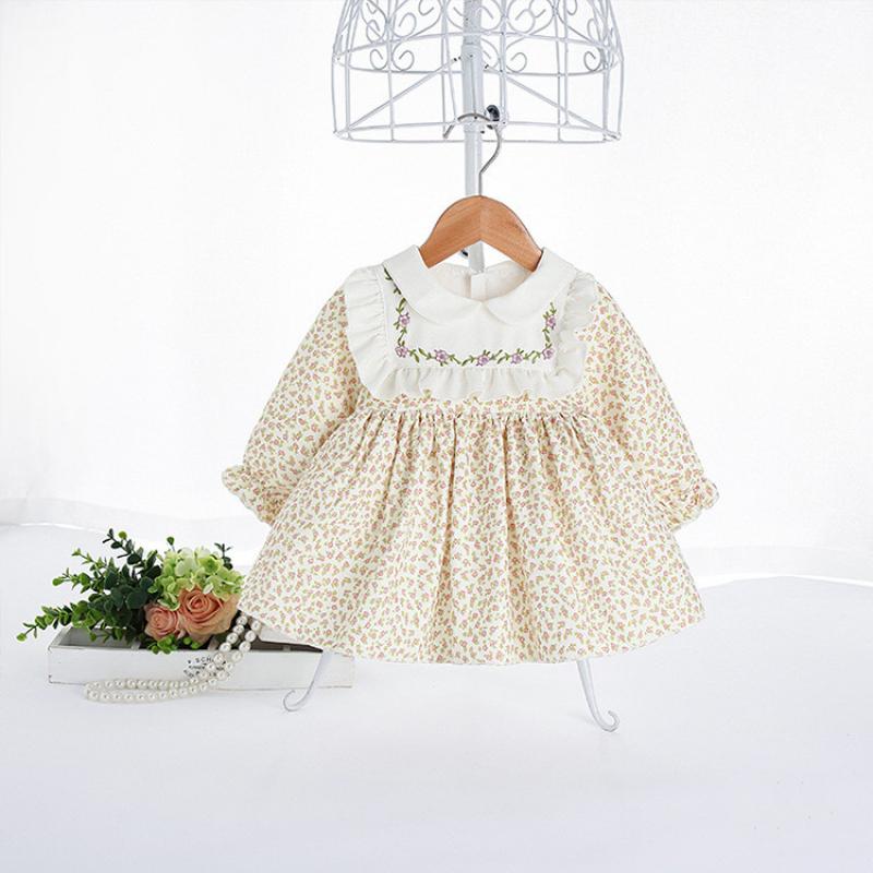 SWEET APRIL<br>Vintage Embroidered Floral Beige Girls Dress