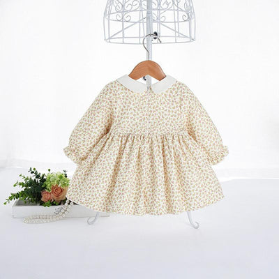 SWEET APRIL<br>Vintage Embroidered Floral Beige Girls Dress