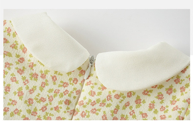 SWEET APRIL<br>Vintage Embroidered Floral Beige Girls Dress