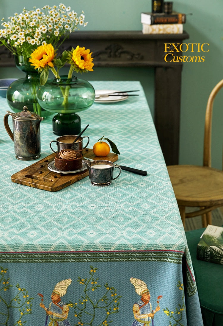 VENETIAN TRADER'S WORLD TRIP<br>Luxurious Round, Rectangular, or Customizable Wool Table Cloth