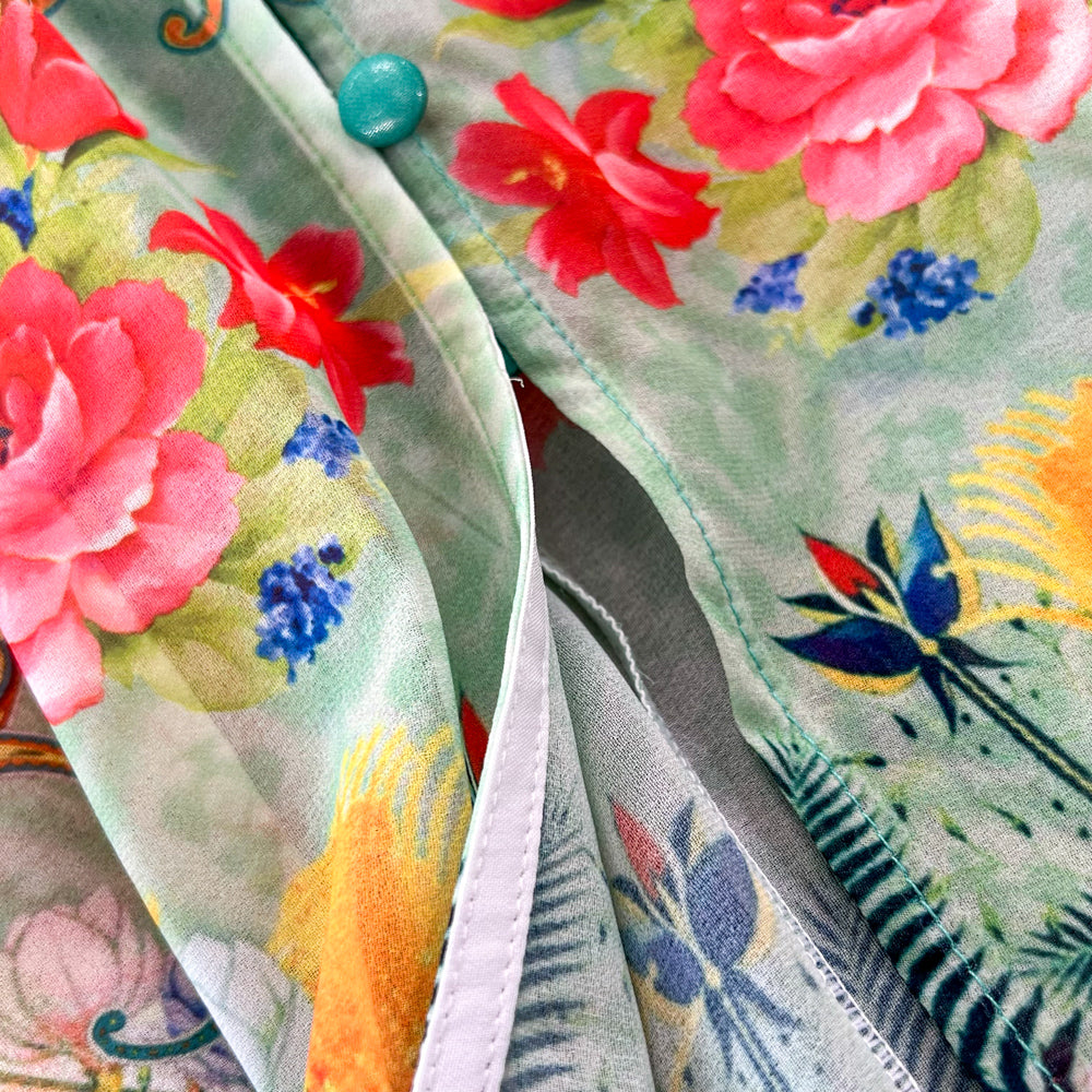 Elegant Chiffon Deep V Neckline Print Maxi Dress