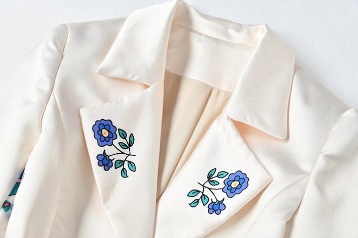 A STROLL DOWN THE CHAMPS ELYSEES<br>Elegant Flower Print Long Sleeves Single-Breasted Long Trench Coat