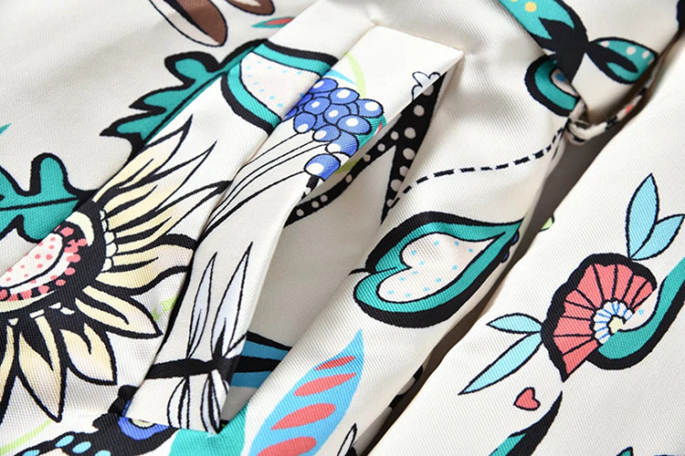 A STROLL DOWN THE CHAMPS ELYSEES<br>Elegant Flower Print Long Sleeves Single-Breasted Long Trench Coat