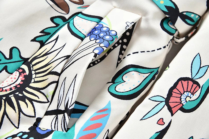 A STROLL DOWN THE CHAMPS ELYSEES<br>Elegant Flower Print Long Sleeves Single-Breasted Long Trench Coat