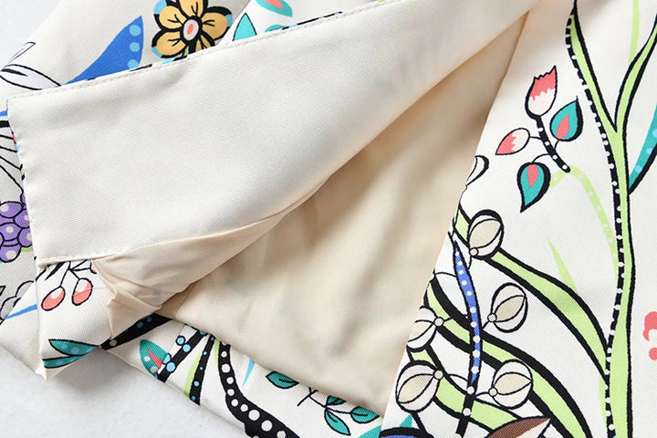 A STROLL DOWN THE CHAMPS ELYSEES<br>Elegant Flower Print Long Sleeves Single-Breasted Long Trench Coat