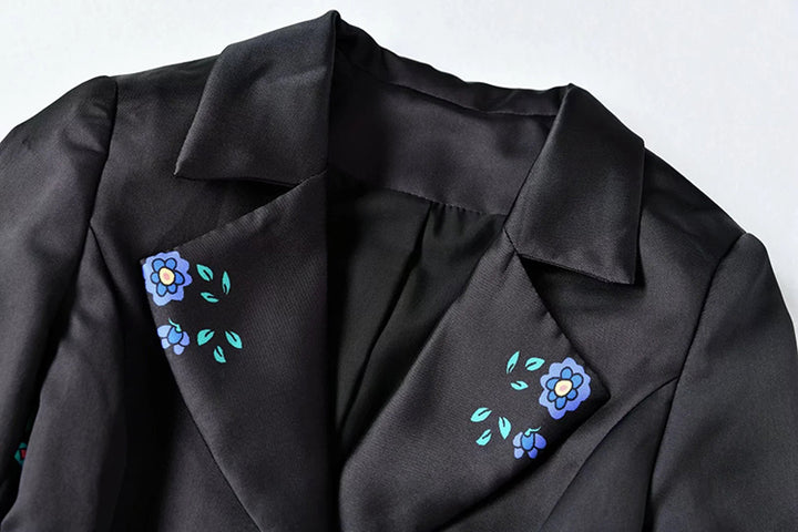 A STROLL DOWN THE CHAMPS ELYSEES<br>Elegant Flower Print Long Sleeves Single-Breasted Long Trench Coat
