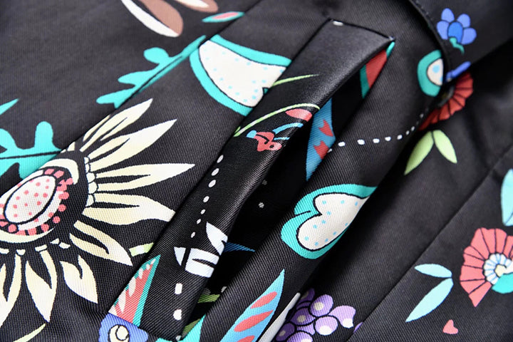 A STROLL DOWN THE CHAMPS ELYSEES<br>Elegant Flower Print Long Sleeves Single-Breasted Long Trench Coat