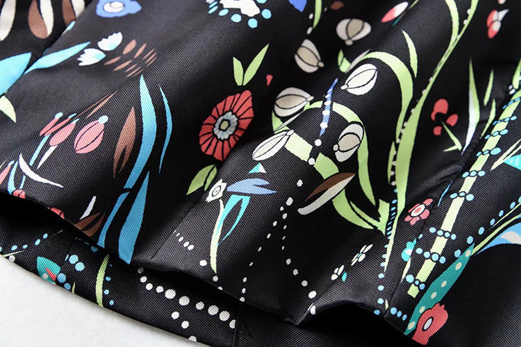 A STROLL DOWN THE CHAMPS ELYSEES<br>Elegant Flower Print Long Sleeves Single-Breasted Long Trench Coat
